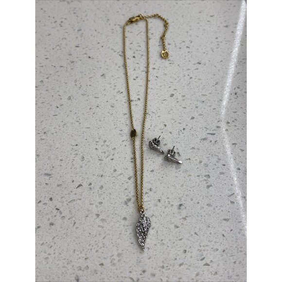 Rare Vtg Juicy Couture Angel Wings Rhinestone Necklace Set Earrings Silver Gold - Picture 1 of 6